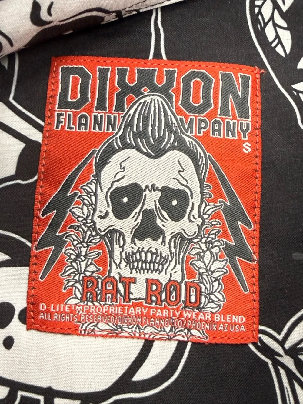 DIXXON “Rat Rod” Black & White Graphic Button-Down Shirt - Picture 2 of 8